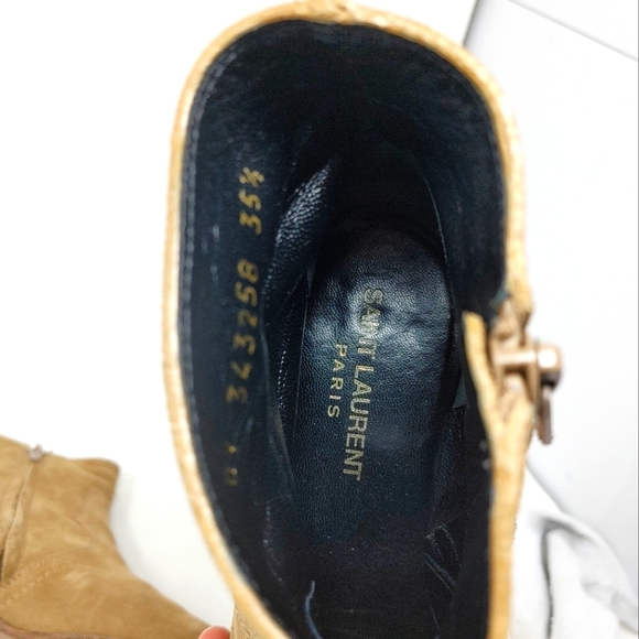 Saint Laurent Sand Suede Side Zip Ankle Boots Size 35 1/2 - Picture 5 of 11